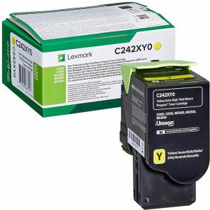 Тонер касета Lexmark C242XY0 Yellow, Extra High, Yield Return Programme, 3 500 страници, Жълт, C242XY0 - изображение