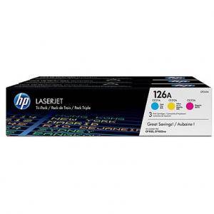 Тонер касета - HP 126A Cyan/Magenta/Yellow Tri-pack LaserJet Toner Cartridge - CF341A - изображение