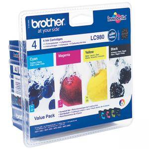 Комплект мастилници Brother LC980 Value Multipack (DCP-165C-MFC-295CW- MFC-290C - DCP-265CN - DCP-375CW), Black, Cyan, Magenta, Yellow, LC980VALBP - изображение