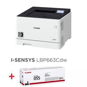 Лазерен принтер Canon i-SENSYS LBP663Cdw, Бял, Автоматичен двустранен печат, USB 2.0 Hi-Speed + Canon CRG-055 BK, 3103C008AA_3016C002AA - изображение