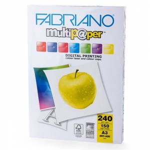 Копирен картон Fabriano Multipaper, A3, 420 x 297 мм, 230 µm, 240 g/m2, Гланц, 150 листа, 1505100181 - изображение