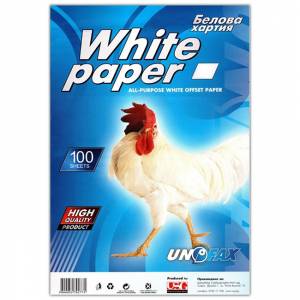 Белова хартия Unofax, A4, 100 листа, Офсет, 60 g/m2, 205 x 290 мм, Бяла, office1_1525120002 - изображение