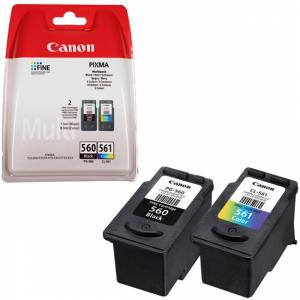Мастилени касети Canon PG-560BK / CL-561 Multi pack, До 180 страници - А4, 7.5 ml (BK), 8.3 ml (CMY), Черен / Цветен, 3713C006AA - изображение