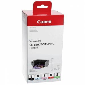 Консуматив Canon CLI-8 MultiPack BK/PC/PM/R/G, 0620B027AA - изображение