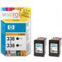 HP 338 + HP 338 ( CB331EE ) Black Inkjet Print Cartridge 2-pack with Vivera Ink